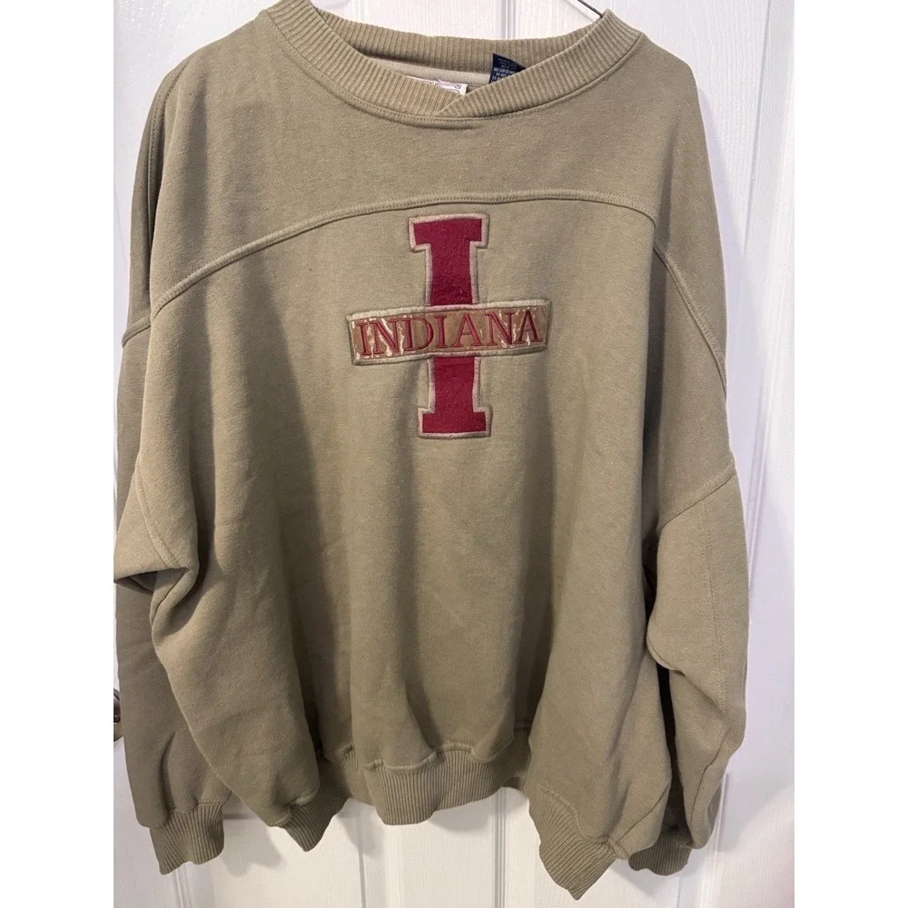 Crable Sportswear Indiana Hoosiers Sweatshirt Mens XL Tan Embroidered Crewneck